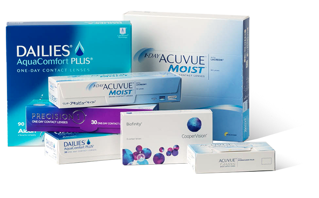 Assortment of contact lens boxes