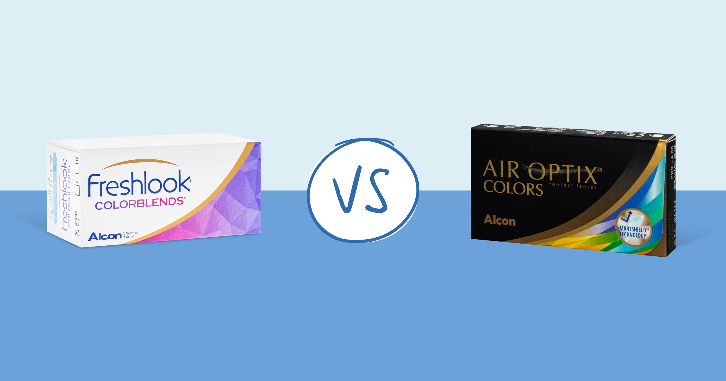 Freshlook Colorblends vs. Air Optix Colors | 1-800 Contacts, image size:2500x1312