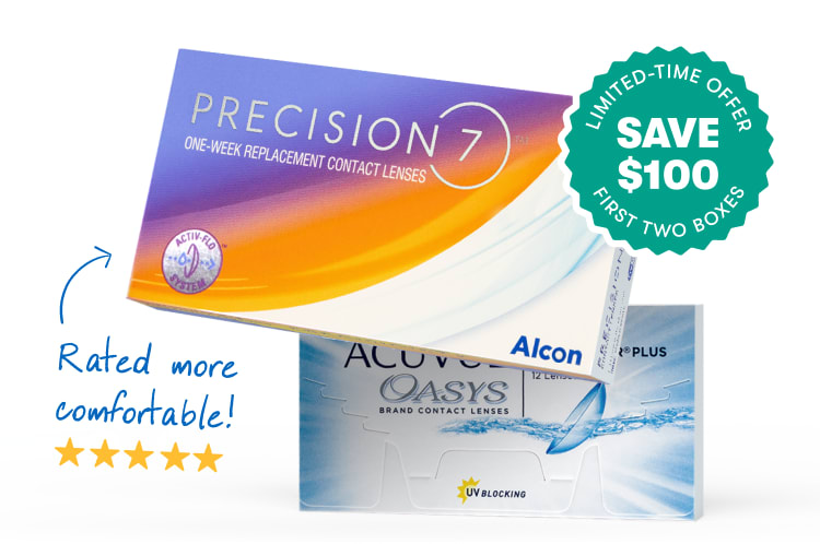 Save $100 on first two boxes of Precision 7 contacts