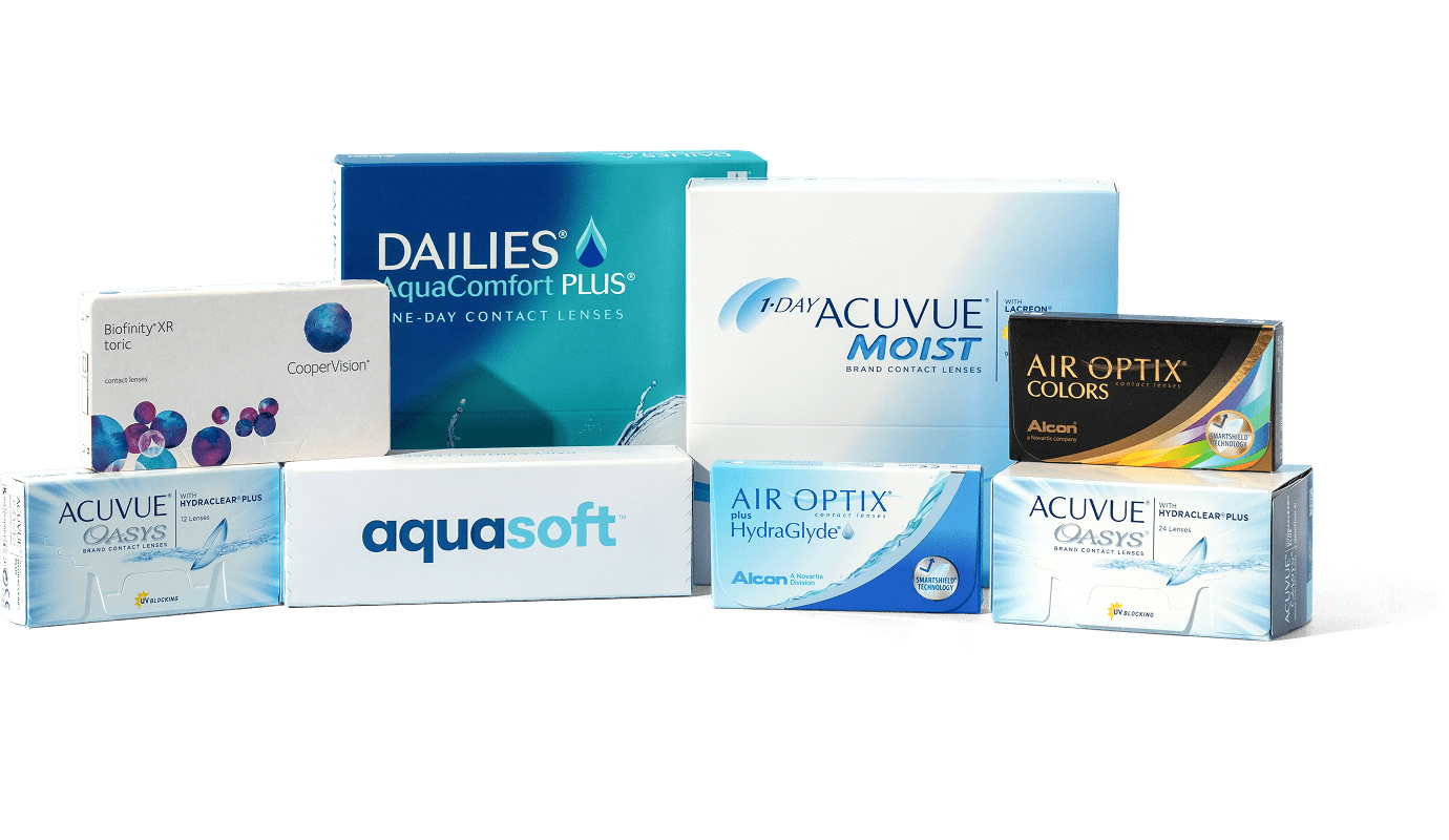 Collection of contact lens boxes