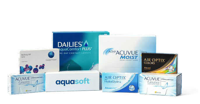 Collection of contact lens boxes